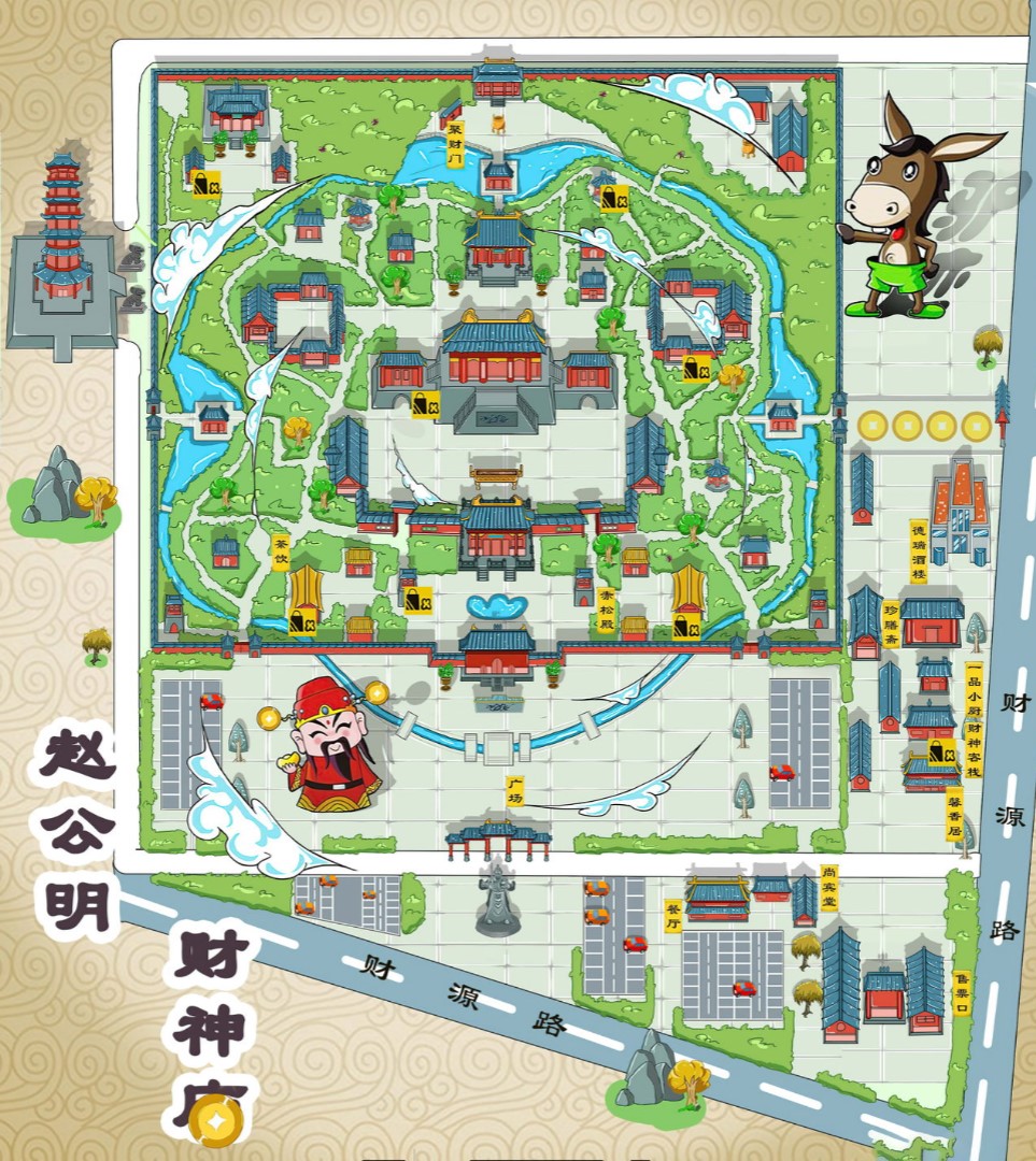 千山寺庙类手绘地图